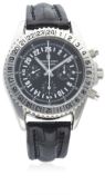 A GENTLEMAN'S STAINLESS STEEL UNIVERSAL GENEVE AERO COMPAX CHRONOGRAPH WRIST WATCH CIRCA 1990s, REF.