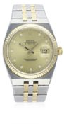 A RARE GENTLEMAN'S STEEL & GOLD ROLEX OYSTERQUARTZ DATEJUST BRACELET WATCH CIRCA 1986, REF. 17013