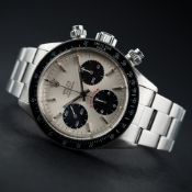 A RARE GENTLEMAN'S STAINLESS STEEL ROLEX OYSTER COSMOGRAPH DAYTONA BRACELET WATCH CIRCA 1978, REF.