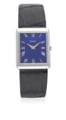 A GENTLEMAN'S 18K SOLID WHITE GOLD PIAGET WRIST WATCH CIRCA 1972, REF. 9150 D: Lapis lazuli dial