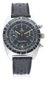 A GENTLEMAN’S YEMA MEANGRAF SUPER CHRONOGRAPH WRIST WATCH CIRCA 1970s D: Black dial with white