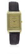 A GENTLEMAN'S SIZE 18K SOLID GOLD & DIAMOND JAEGER LECOULTRE REVERSO WRIST WATCH CIRCA 1980s, REF.