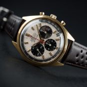 A RARE GENTLEMAN'S 18K SOLID GOLD ZENITH EL PRIMERO AUTOMATIC CHRONOGRAPH WRIST WATCH CIRCA 1970,