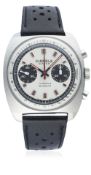 A GENTLEMAN'S STAINLESS STEEL KIENZLE CHRONOGRAPH WRIST WATCH CIRCA 1970s D: Silver & black 