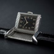 A RARE GENTLEMAN'S STAINLESS STEEL UNIPLAN REVERSO WRIST WATCH CIRCA 1930s PRE JAEGER LECOULTRE D: