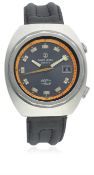 A GENTLEMAN'S STAINLESS STEEL FAVRE LEUBA DEEP BLUE DAYMATIC DIVERS WRIST WATCH CIRCA 1970s  D: Blue