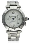 A GENTLEMAN'S STAINLESS STEEL CARTIER PASHA AUTOMATIC BRACELET WATCH CIRCA 2000s, REF. 2379 D:
