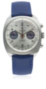 A GENTLEMAN'S STAINLESS STEEL CANDINO CHRONOGRAPH WRIST WATCH CIRCA 1970s D: Silver dial with