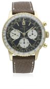 A RARE GENTLEMAN'S 18K SOLID GOLD BREITLING NAVITIMER CHRONOGRAPH WRIST WATCH CIRCA 1960s, REF.