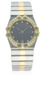 A GENTLEMAN'S STAINLESS STEEL, SOLID GOLD & DIAMOND CHOPARD ST. MORITZ BRACELET WATCH, CUFFLINKS &