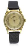 A GENTLEMAN'S 18K SOLID GOLD TISSOT AUTOMATIC WRIST WATCH CIRCA 1950s D: Two tone gold colour dial