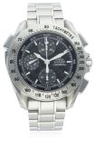 A GENTLEMAN'S STAINLESS STEEL OMEGA SPEEDMASTER RATTRAPANTE CHRONOGRAPH BRACELET WATCH CIRCA 2005,