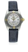 A LADIES STEEL & GOLD BREITLING CALLISTINO WRIST WATCH CIRCA 2005, REF. B72345 D: Pink mother of