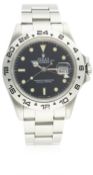 A GENTLEMAN'S STAINLESS STEEL ROLEX OYSTER PERPETUAL DATE EXPLORER II BRACELET WATCH CIRCA 1987,