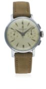 A GENTLEMAN'S BREITLING CHRONOGRAPH WRIST WATCH CIRCA 1950s, REF. 1199 D: Two tone silver 