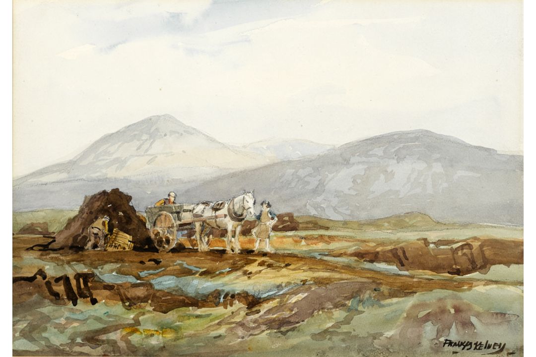 Frank McKelvey RHA RUA (1895-1974) DONEGAL LANDSCAPE WITH ERRIGLE [sic] MOUNTAIN IN THE BACKGROUND - Image 1 of 2