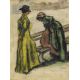 William Conor OBE RHA RUA ROI (1881-1968) LADIES BY A PARK BENCH crayon signed lower right 13½ x 9¾ - Image 1 of 2