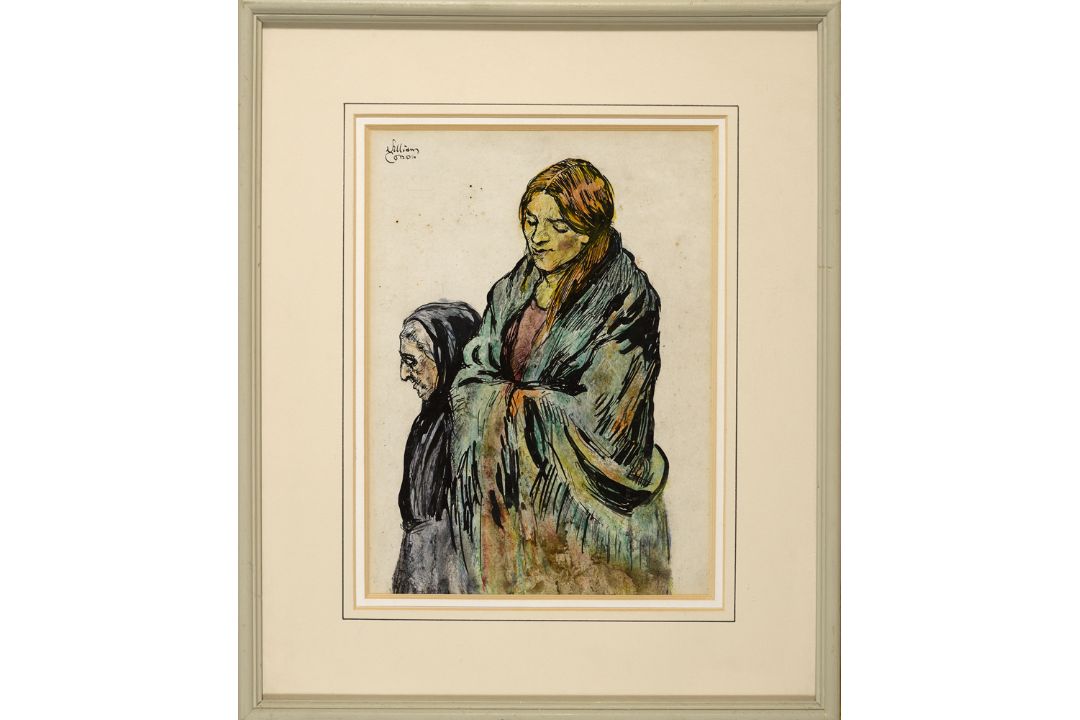 William Conor OBE RHA RUA ROI (1881-1968) HARD TIMES OF THE THIRTIES watercolour and ink signed - Image 2 of 2