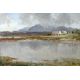 Rowland Hill ARUA (1915-1979) LAKESIDE COTTAGES AND TWELVE PINS, CONNEMARA oil on canvas signed - Image 1 of 2