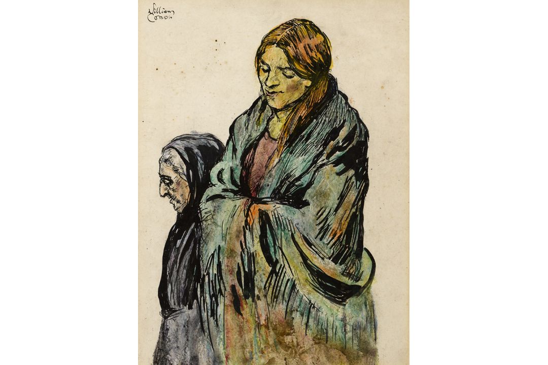 William Conor OBE RHA RUA ROI (1881-1968) HARD TIMES OF THE THIRTIES watercolour and ink signed - Image 1 of 2