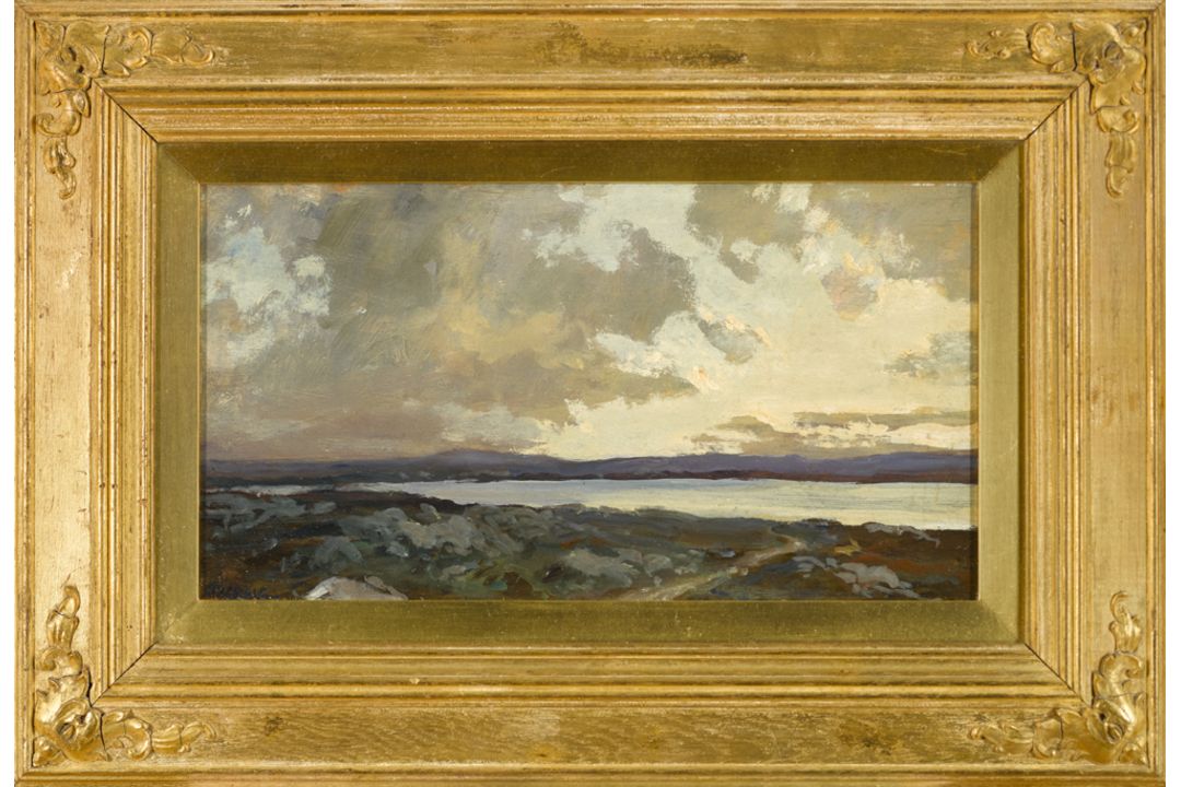 James Humbert Craig RHA RUA (1877-1944) EVENING, DONEGAL oil on panel signed lower left; with - Image 2 of 2