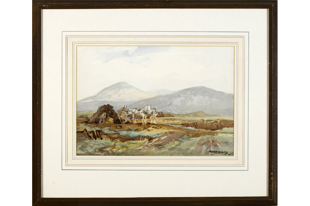 Frank McKelvey RHA RUA (1895-1974) DONEGAL LANDSCAPE WITH ERRIGLE [sic] MOUNTAIN IN THE BACKGROUND - Image 2 of 2