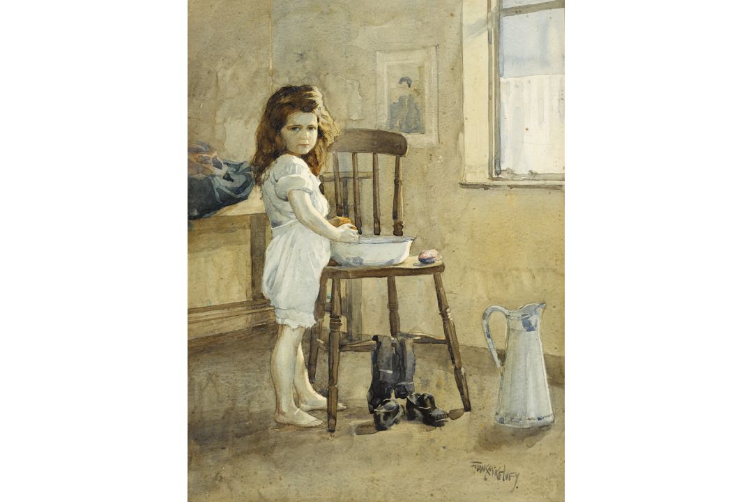 Frank McKelvey RHA RUA (1895-1974) GIRL WASHING watercolour signed lower right; with John Magee - Image 1 of 2