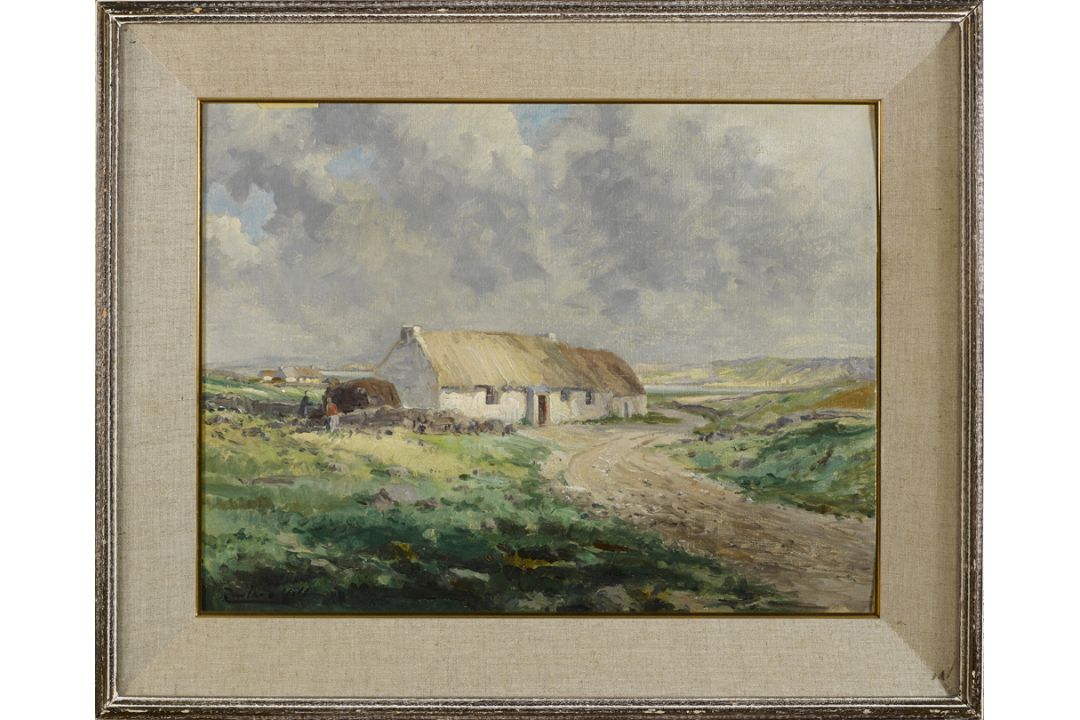 Rowland Hill ARUA (1915-1979) SHOWERY DAY, BLOODY FORELAND, COUNTY DONEGAL oil on canvas laid on - Image 2 of 2