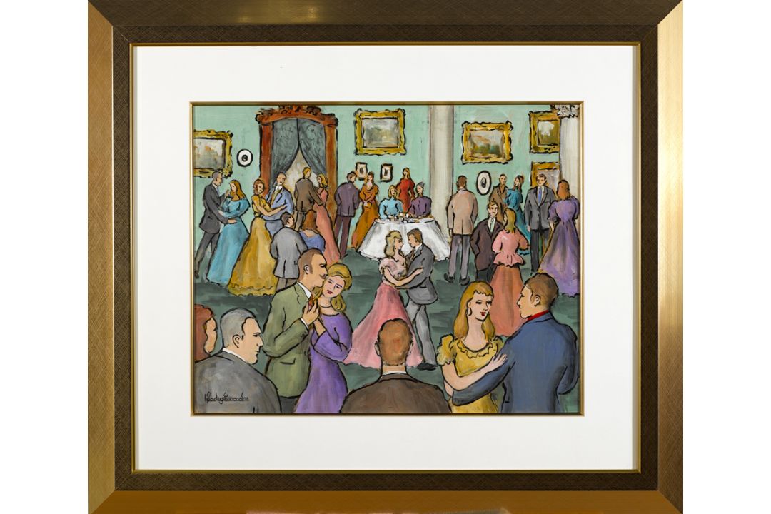 Gladys Maccabe HRUA ROI FRSA (b.1918) AFTERNOON TEA oil on board signed lower left; inscribed on - Image 2 of 2