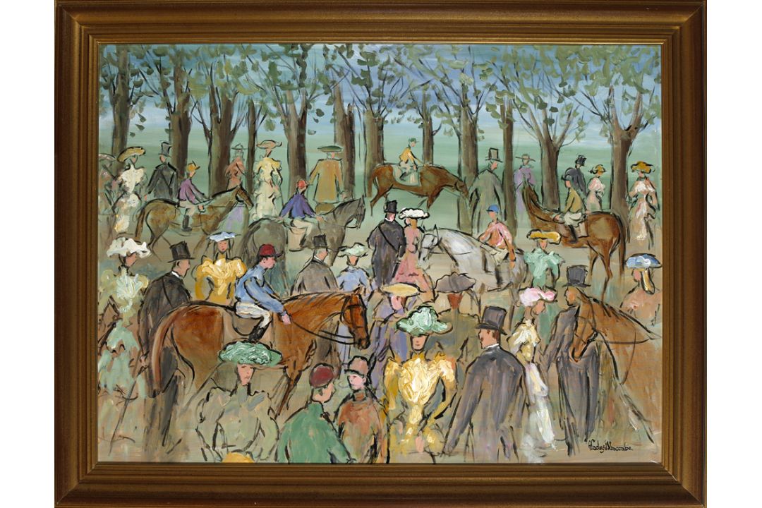 Gladys Maccabe HRUA ROI FRSA (b.1918) THE PARADE RING, 1991 oil on canvas signed lower right; - Image 2 of 2