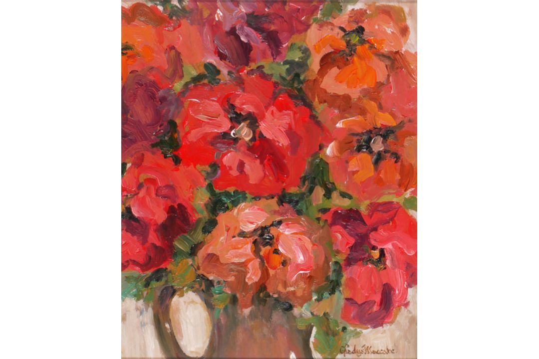 Gladys Maccabe HRUA ROI FRSA (b.1918) FLOWER STUDY oil on board signed lower right 13¼ x 11¼in. ( - Image 1 of 2