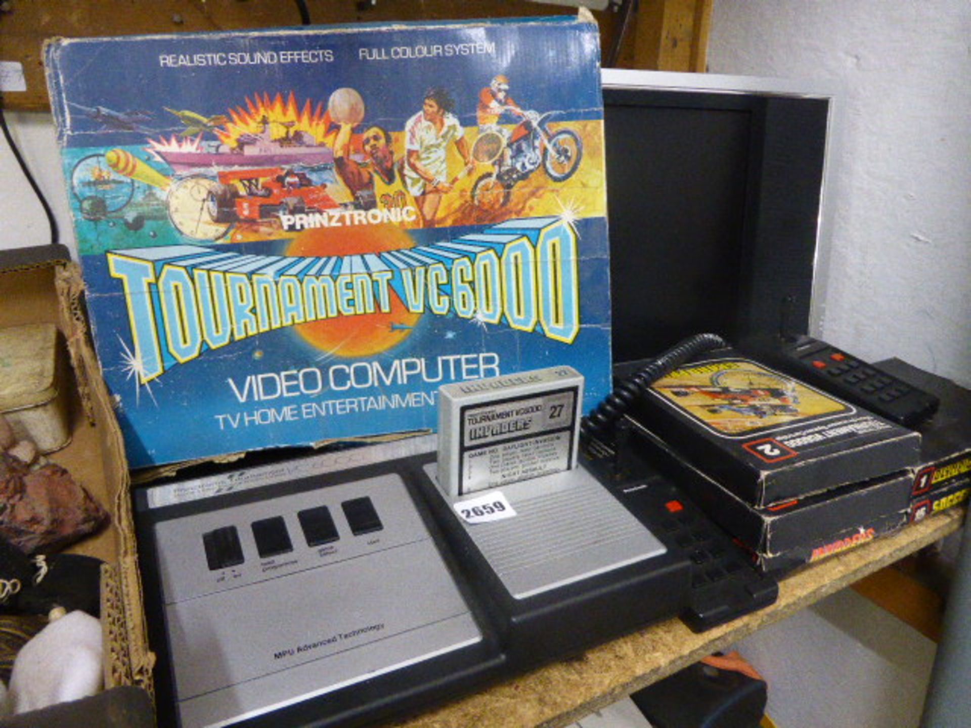 (2523) Prinztronic tournament VC6000 games console with box and 5 games ...