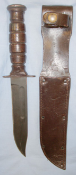 WW2 Era U.S. KA-BAR USMC Fighting Knife By Conetta And Sheath