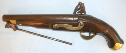 George III British Enfield Tower.67” Bore Light Dragoon Flintlock Pistol With Brass Fittings & Rod