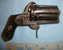 C1870 6 Shot 7mm Calibre Double Action Pinfire Pepper box Pocket Revolver