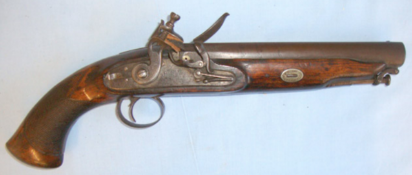 RARE, C1815 .750 Musket Bore, Flintlock Holster Pistol By Lacy & Co London With ‘Fish Tail’ Grip