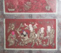 Seidenstickarbeit, wohl China um 1900. Ca. 86 x 98 cm (hinter Glas gerahmt).