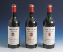 3 Flaschen Chateau Haut-Bages Pauillac, 1950, A. Guilhou frère ainé, Bordeaux.