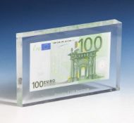 100 Euro Banknote hinter Plexiglas, 2002, bez. 