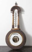 Barometer, Gebrüder Roettig, Dresden und Wiesbaden, um 1900, Holz geschnitzt u. gebeizt,