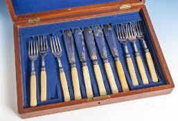 Fischbesteck für 6 Personen, England, James Dixon & Sons, gemarkt 