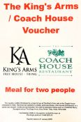A two course meal for two at the King's Arms Pub or Coach House Restaurant in Tring. The meal can