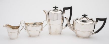 A George V silver four-piece tea service, maker Emile Viner, Sheffield,
