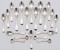 A Victorian silver Fiddle pattern part flatware service, maker Robert, James & Josiah Williams,