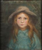 * Gertrude des Clayes [1879-1949]- Study of girl wearing a bonnet and smock:- pastel 36 x 31cm