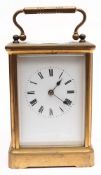 A French corniche carriage clock: the eight-day duration movement having a platform cylinder