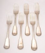 A set of four George III Fiddle and Thread pattern table forks,