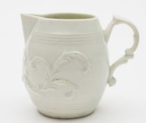 A Worcester white sparrow-beak milk jug: of barrel form with scroll handle,