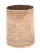 A Chinese silver mug, maker Wang Hing & Co, Hong Kong: inscribed,