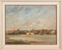 * Berthe des Clayes [1877-1968]- A harbour scene with anchored boats,